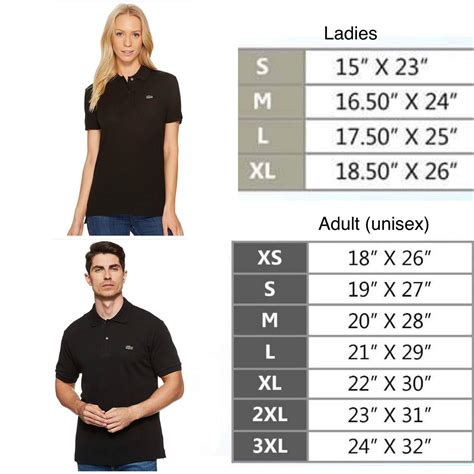 lacoste shirt size guide.